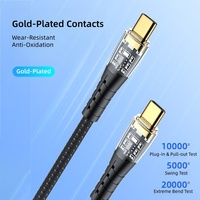 Kabel Pengisian Daya USB C ke C Transparan Desain Baru 100w 3.3ft 6.6ft 9.9ft Kabel USB C Visual untuk Perangkat Seluler dengan Port Tipe C