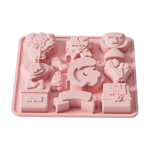 Moldes de Silicona Antiadherentes con Temática del Día de la Madre, Moldes de Silicona Reutilizables de Grado Alimenticio, Lindos Moldes Magnéticos de Silicona para Chocolate, Dulces y Hielo - Product Image 1