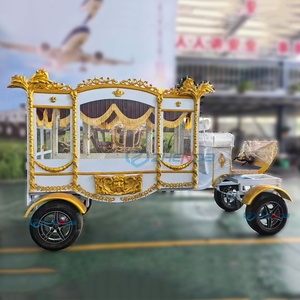 White and Golden Classic Funeral Hearse Supplier/Funeral Chariot Electric Vehicle Classic Hearse Car for Sale - Product Image 2