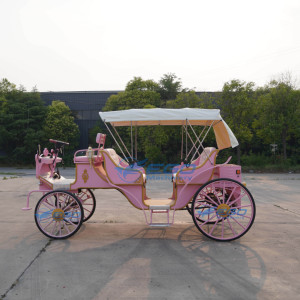 Calèche de balade rose, calèches de mariage, calèche électrique de balade de type princesse, calèche à chevaux à vendre, calèche royale haut de gamme - Product Image 5