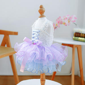 <strong>Graceful</strong> Spring Summer Wedding Dress for Dogs Elegant Polyester <strong>Pet</strong> Yarn Dress with Printed Pattern - Product Image 5