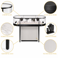 Vitrine à bijoux personnalisée en bois et verre, avec éclairage LED intégré, comptoir de présentation pour la vente au détail