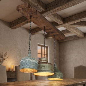 Rustic Wooden Beam Pendant Light With 3 Metal Bell Shades E26 LED Farmhouse Kitchen Island <b>Lighting</b> 2700K Warm White - Product Image 3