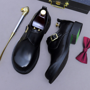 Men's large-sized genuine leather new style business formal shoes, trendy <b>big</b>-head casual leather shoes with buckle design - Product Image 5