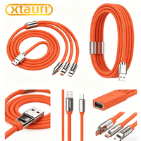 XTAURI BX086, Cable de Datos USB-C a Cobre Puro 3 en 1 de 120W con Carga Rápida, 2m, Revestimiento de Nailon para Teléfono e Impresora, Gran Venta