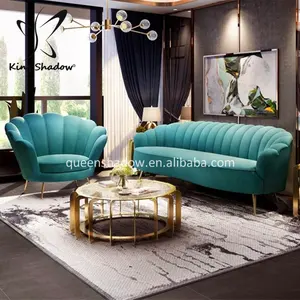 Sofa Hijau untuk Salon Kecantikan, Kursi Tunggu Pelanggan Area Penerimaan, Set Tempat Duduk Stainless Steel Dasar Sofa Umum