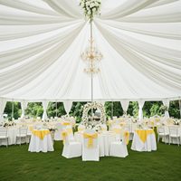 Outpain Draperies de plafond 4 panneaux en tissu uni ivoire 5ftx20ft, sans plis, avec passe-tiges, pour tentes, mariages et fêtes d'anniversaire, Chine