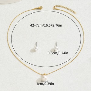 Ensemble de bijoux minimalistes géométriques en perles, collier et boucles d'oreilles en perles d'imitation, bijoux tendance - Product Image 4