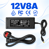 Services ODM/OEM : Adaptateur secteur de bureau 12V 8A avec prise UK 5.5x2.5mm 96W pour vidéophone et graveur laser