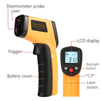 Termometer Digital Inframerah IR Non-Kontak untuk Penggunaan Industri Profesional GM320