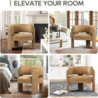 Fauteuils d'appoint modernes en velours, lot de 2, fauteuils baril avec accoudoirs latéraux, 3 pieds, rembourrés en éponge, pour salon, chambre, lecture, kaki