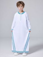 Ramadan musulman moyen-orient arabe dubaï malaisien garçon imprimé Robe ample chemise boutonnée