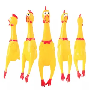 30cm 17cm 41cm Custom Screaming Chicken TPR Mordedura Resistente Masticar Squeaky Goma Pollo Perro Juguete