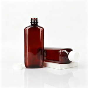 Botellas de plástico PET vacías color marrón ámbar, cuadradas, con tapa de rosca para envasado de líquidos orales - Product Image 4