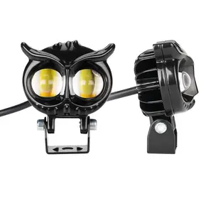 Dual Color Motorcycle Headlight Owl Design Auxiliary Spotlights Motorbike Scooter Fog Lamp Driving Lights