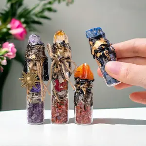 Natural Healing Crystal Positive Energy Amethyst Crystal Seven Chakras Stones Wishing Bottle Crystal Collection Room Decor