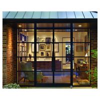 Porte d'entrée en acier forgé sur mesure pour maison de luxe, villa, usine, avec double porte et fenêtre en fer forgé français