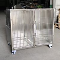Jaula Doble Personalizada de Acero Inoxidable para Perros, Jaulas Veterinarias de Dos Compartimentos, Jaula de Hospedaje Clínico
