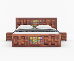 Lit en bois de Sheesham finition miel avec structure solide, design élégant, finition lisse et mobilier de chambre durable - Product Image 3