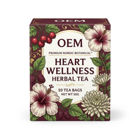 OEM ODM Teh Herbal Hibiscus Hawthorn GMP Halal 20 Sachet 50g Bebas Kafein