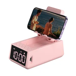 Cell Phone Stand with Wireless Bluetooth Speaker Adjustable HD Surround Sound Cell Phone Speaker Anti-Slip Phone Holder for Desk