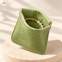 Pochette à bijoux en PU gaufré crocodile avec logo personnalisé et fermoir à ressort, disponible en plusieurs couleurs