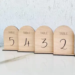 Freestanding Arch Engraved Wedding Wood Table Numbers Wedding Rustic Decor