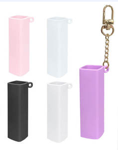 Portable Food Grade Silicone Lipstick Case <b>Square</b> Lip Balm Holder with Keychain for Travel Outdoor Beauty Accessories - Product Image 3