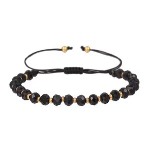 Pulsera de Moda Boho Ajustable con Cuentas de Cristal Negro y Correa Trenzada para Mujer, Accesorio de Joyería - Product Image 6