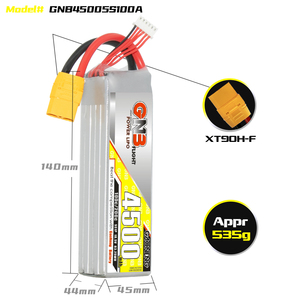 GNB GAONENG 4500mah 5S 18.5V 100C 200C XT90 RC Air LiPo Battery High Discharge C Rating Performance Helicopter - Product Image 2