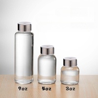 Bouteille à jus en verre réutilisable de 5 oz avec bouchon en acier inoxydable, gobelet en verre, contenants de stockage de liquides pour boissons, réfrigérateur, voyage