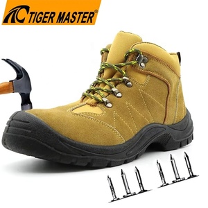 Chaussures de sécurité mi-montantes Tiger Master pour hommes, avec embout en acier, anti-perforation, en cuir suédé <span class=keywords><strong>jaune</strong></span>, semelle en PU résistante à l'huile et antidérapante - Product Image 1
