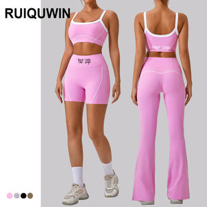RUIQUWIN Logo personalizzato traspirante da <span class=keywords><strong>donna</strong></span> <span class=keywords><strong>palestra</strong></span> ad asciugatura rapida 2 pezzi Yoga allenamento Hip sollevamento reggiseno taglie forti - Product Image 1