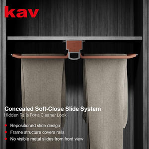 Porte-pantalons double à fermeture douce, à montage supérieur, avec glissière dissimulée pour quincaillerie de meuble de garde-robe - Product Image 2