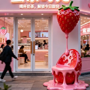 Panneau personnalisé pour salon de thé, thème fruits, sculpture en fibre de verre pour extérieur, idéal pour les photos de célébrités d'<span class=keywords><strong>Internet</strong></span>, avec siège intégré - Product Image 1