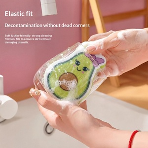 Éponge de nettoyage créative à motif de dessin animé, tampon de nettoyage épais double face, éponge magique pour le lavage de la vaisselle et des casseroles de cuisine - Product Image 4