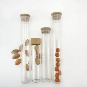 Opslagcontainers Glazen Flessen Testen Voorrolbuizen Met Bamboe Deksel