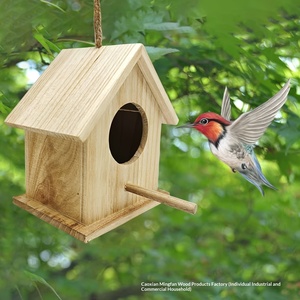 Support de mangeoire à <span class=keywords><strong>oiseaux</strong></span> en bois massif pour petit nichoir, à suspendre, pour mini-jardin extérieur, aucun assemblage requis - Product Image 5