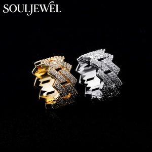 Anillo Cubano en Forma de Diamante Chapado en Oro Souljewel, Banda de Eternidad con Circonitas, Estilo Hip-Hop, Joyería Unisex para Regalo de Fiesta - Product Image 2