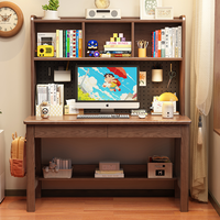 Bureau d'étude en bois massif avec étagère supérieure, panneau perforé et étagères de rangement, table d'ordinateur pour bureau à domicile, vente en gros pour chambre et appartement