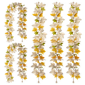 Automne Style Citrouille Vigne Artificielle Soie Érables Feuilles Guirlande Pour Noël Thanksgiving Manteau Cheminée Récolte Décoration - Product Image 3