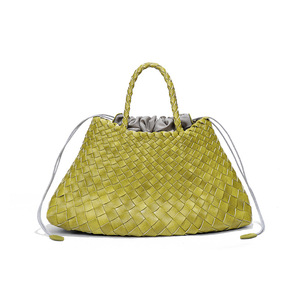 Sac seau en osier tissé à la main, simple, à deux poignées, décontracté, pour l'été, grande capacité, sac portable pour femmes, OEM - Product Image 3