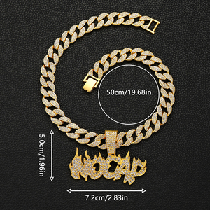 NL2119 Chaîne à maillons cubains Catena a maglie cubane Miami in oro per donna Collana a maglie cubane iniziale in oro per donna - Product Image 2