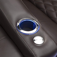 Chaise inclinable simple en cuir brun grain supérieur avec éclairage LED pour cinéma maison et salon Okin inclinable pour chambre à coucher