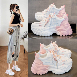 Verano blanco con cordones suela gruesa para correr deportes casuales pequeñas explosiones zapatos de <span class=keywords><strong>mujer</strong></span> Torre 2025 primavera otoño nuevo - Product Image 3