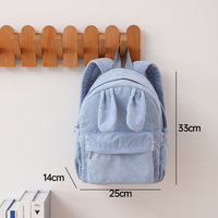 Sac à dos en velours côtelé avec logo personnalisé, motif lapin, mignon, pour enfants, sac d'école, esthétique, style preppy, sac à dos pour tout-petits