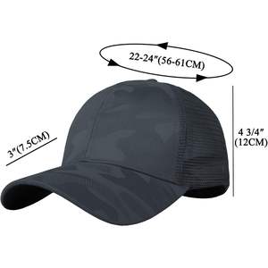 2025หมวกเบสบอลลายพราง5แผงลายพรางสำหรับผู้หญิงหมวกปีกโค้งผ้าอ๊อกซ์ฟอร์ดตาข่ายหางม้าสูง - Product Image 6