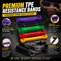 Juego de Bandas de Resistencia TPE con Logotipo Personalizado, Sin Látex, 5 Niveles de Elasticidad, para Ejercicios de Yoga y Fitness, Venta al Por Mayor, OEM