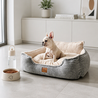 Lit-tente pour chien de luxe en velours côtelé épais et solide, détachable, écologique, rectangulaire, lavable en machine, profond, vente en gros