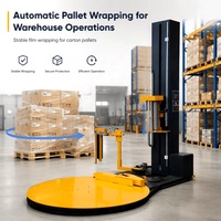 Vollautomatische Schwerlast-Drehtisch-PE-Folienwickelmaschine 250-300% Vorstretchfolien-Wickelmaschine mit Membranfolienschneidefunktion